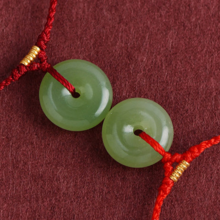 Bransoletka na kostkę z naturalnego jadeitu Hetian z klamrą pokoju i Buddha Stones - image 12