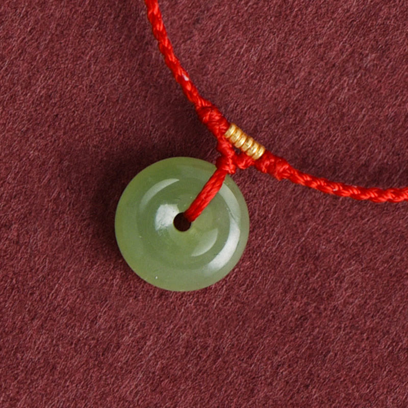 Bransoletka na kostkę z naturalnego jadeitu Hetian z klamrą pokoju i Buddha Stones - image 3