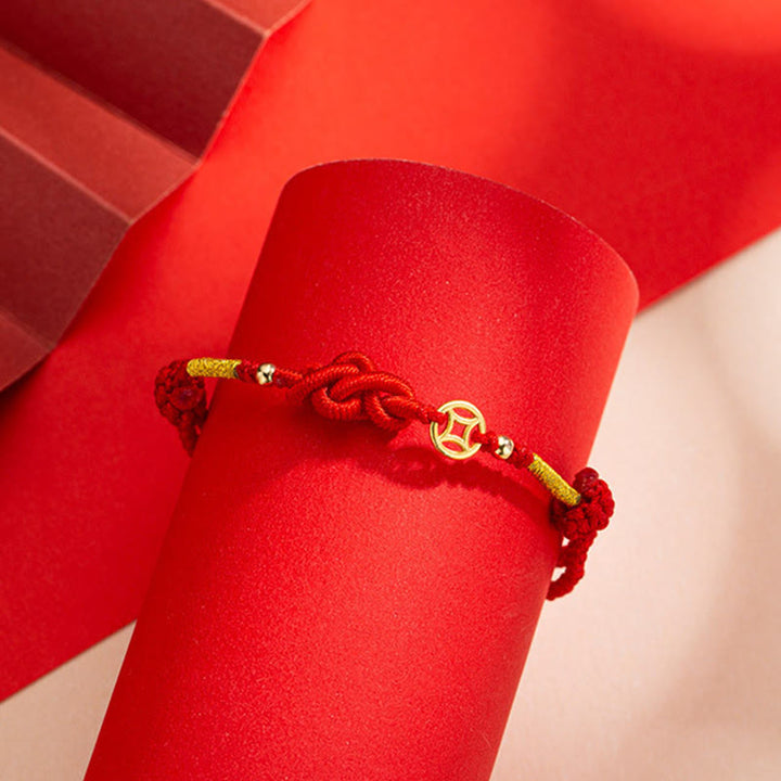 Bransoletka ochronna z plecionej miedzianej monety i węzła Ruyi z Buddha Stones - image 2