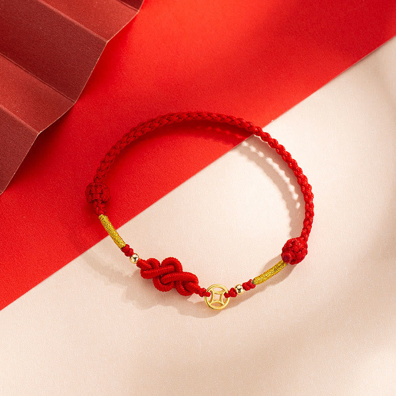 Bransoletka ochronna z plecionej miedzianej monety i węzła Ruyi z Buddha Stones - image 1