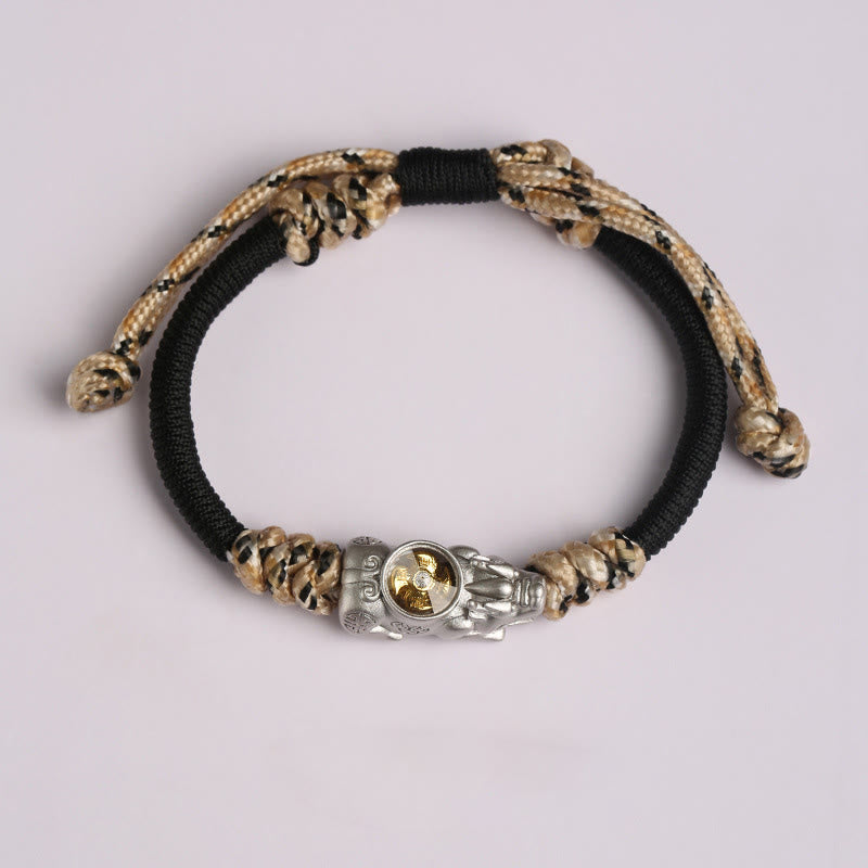 Bransoletka z ręcznie tkanej liny z Buddha Stones Pi Xiu, bogactwem i szczęściem - Lina w kolorze czarno-beżowym (obwód nadgarstka: 14-24 cm) - image 1