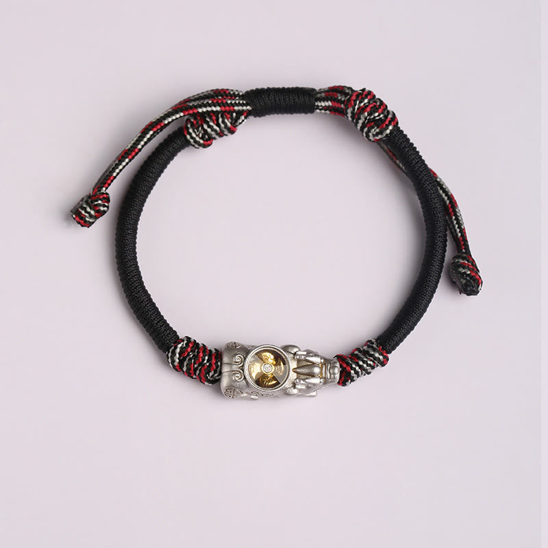 Bransoletka z ręcznie tkanej liny z Buddha Stones Pi Xiu, bogactwem i szczęściem - Czarno-czerwona lina (obwód nadgarstka: 14-24 cm) - image 6