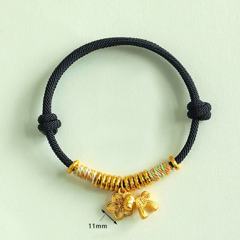 Bransoletka z zawieszką kwiatową z Buddha Stones z roku konia, wykonana ręcznie z czerwonego sznurka - image 14