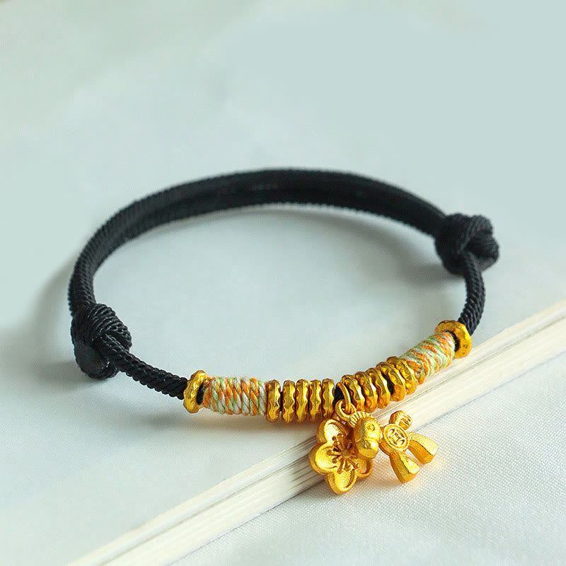 Bransoletka z zawieszką kwiatową z Buddha Stones z roku konia, wykonana ręcznie z czerwonego sznurka - image 13