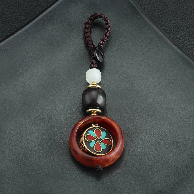 Buddha Stones, drewno hebanowe, sanskrycka, czterolistna koniczyna, oko Buddy, obrotowy brelok do kluczy - image 9