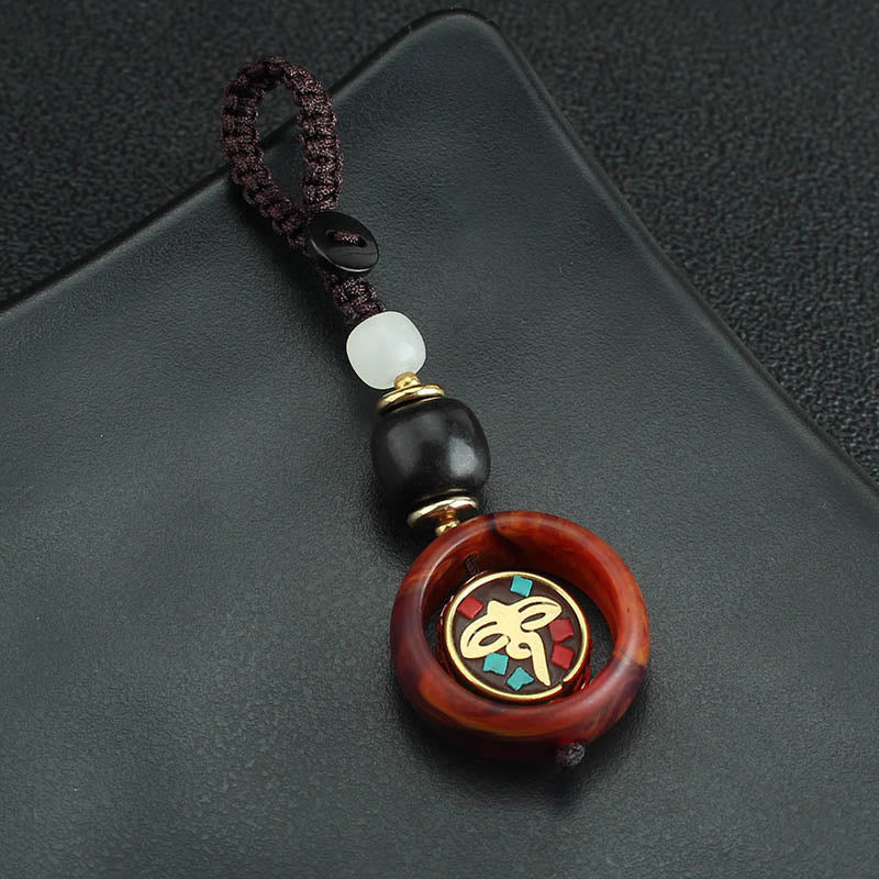 Buddha Stones, drewno hebanowe, sanskrycka, czterolistna koniczyna, oko Buddy, obrotowy brelok do kluczy - image 7
