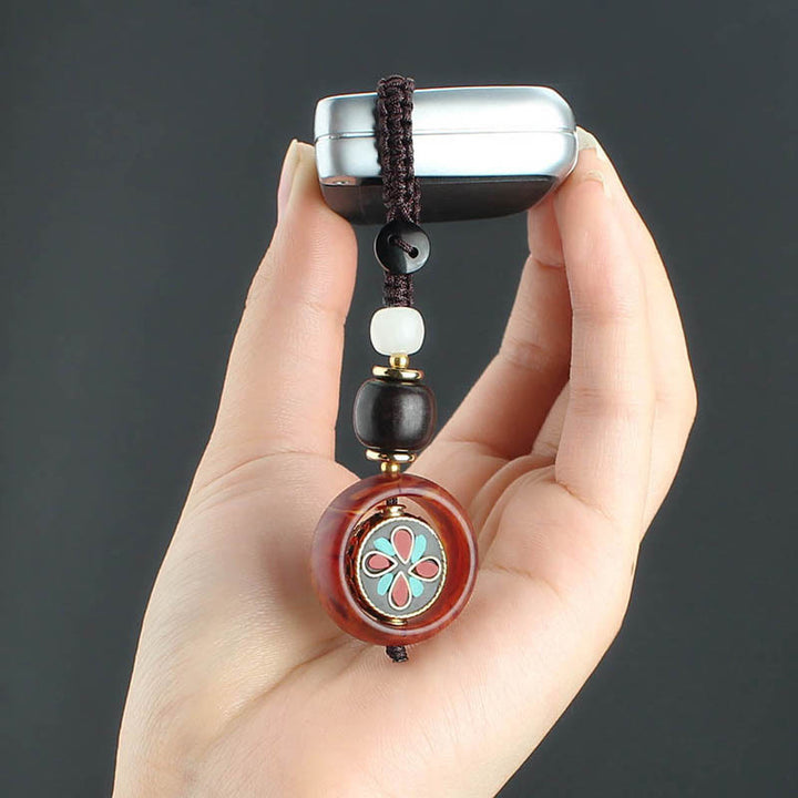 Buddha Stones, drewno hebanowe, sanskrycka, czterolistna koniczyna, oko Buddy, obrotowy brelok do kluczy - image 11