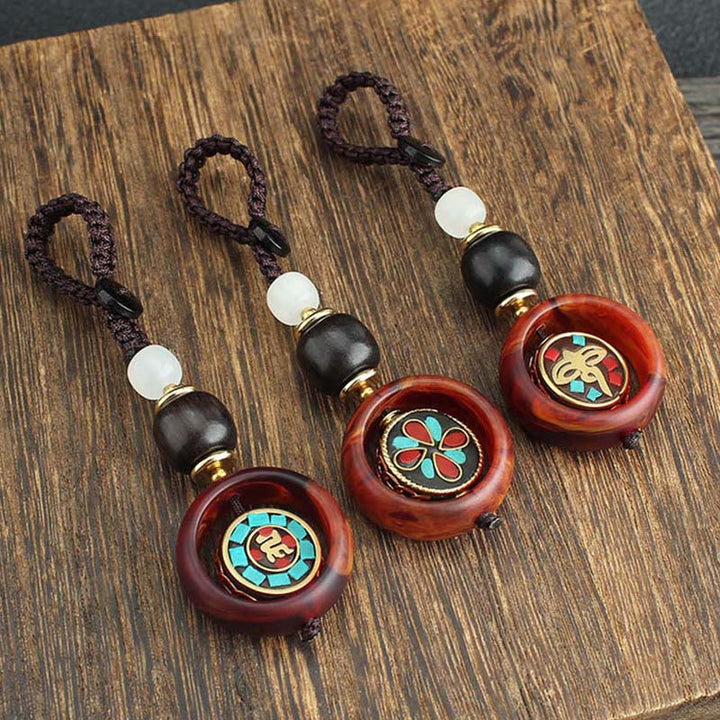 Buddha Stones, drewno hebanowe, sanskrycka, czterolistna koniczyna, oko Buddy, obrotowy brelok do kluczy - image 12