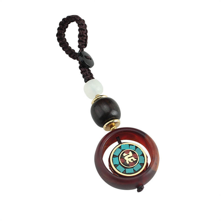 Buddha Stones, drewno hebanowe, sanskrycka, czterolistna koniczyna, oko Buddy, obrotowy brelok do kluczy - image 4