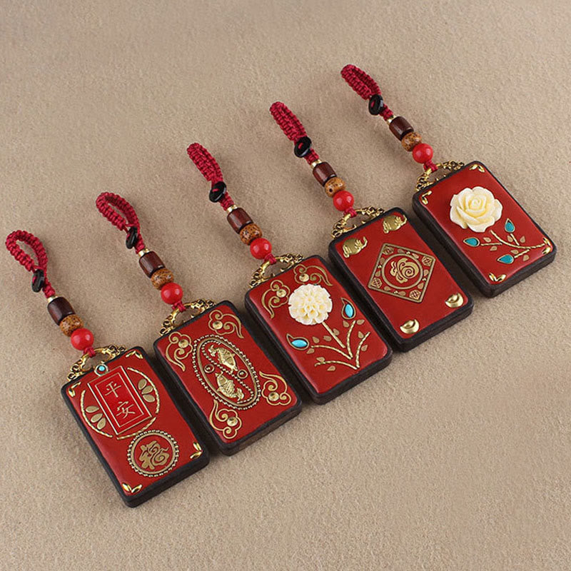 Buddha Stones, hebanowy kwiat, ryba Koi, znak Fu, breloczek z guzikiem i liną - image 20