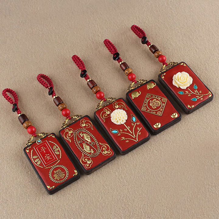 Buddha Stones, hebanowy kwiat, ryba Koi, znak Fu, breloczek z guzikiem i liną - image 20