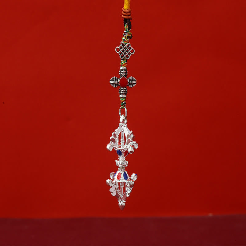 Brelok do kluczy z liną do oświecenia z Buddha Stones Wadżra - Srebrny - image 3