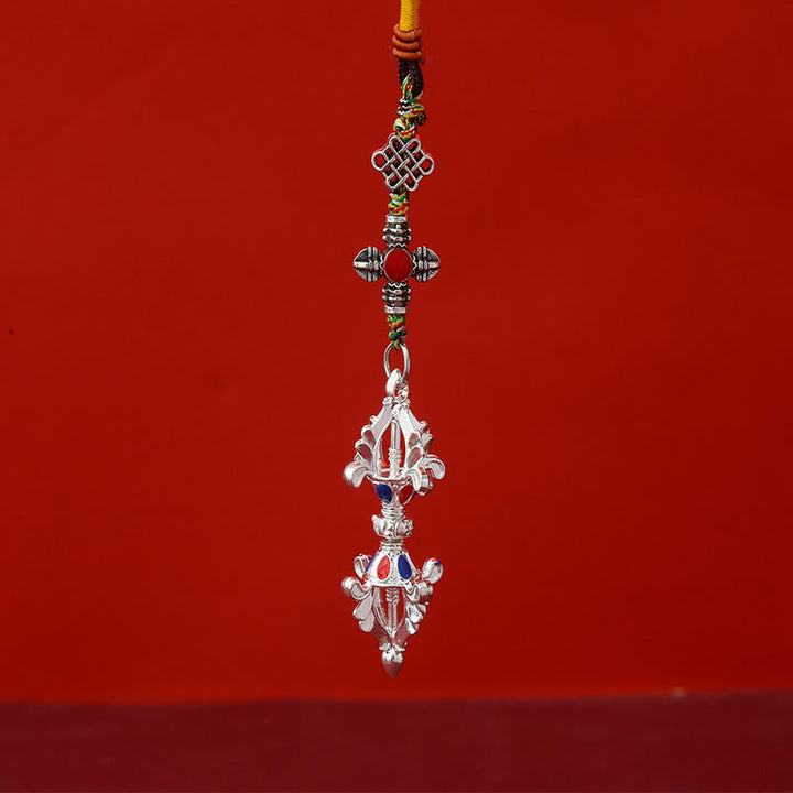 Brelok do kluczy z liną do oświecenia z Buddha Stones Wadżra - Srebrny - image 3