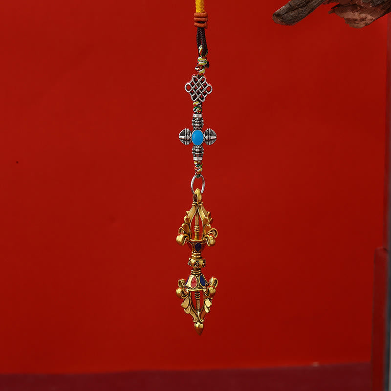 Brelok do kluczy z liną do oświecenia z Buddha Stones Wadżra - Antyczne złoto - image 0