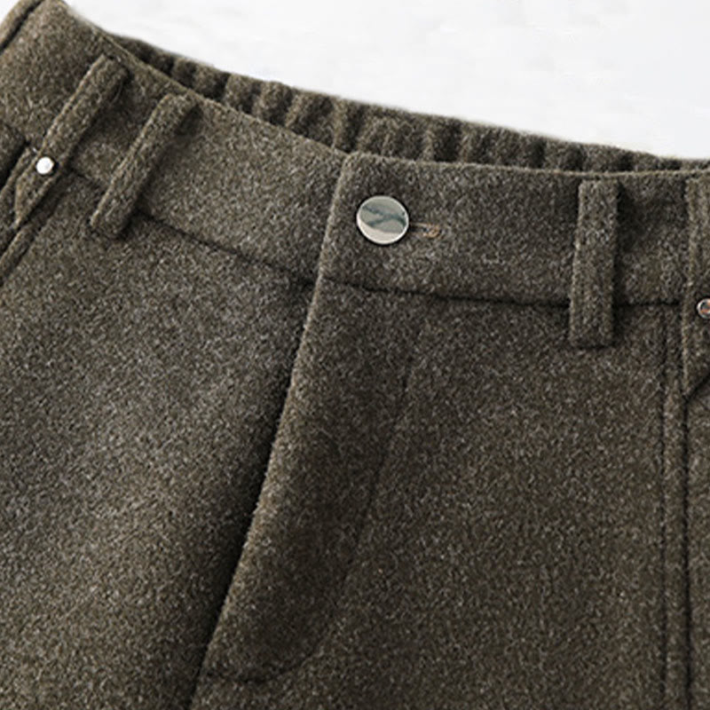 Spodnie damskie z szerokimi nogawkami i kieszeniami, z grubej bawełny i Buddha Stones, gładkie, z guzikami - image 2