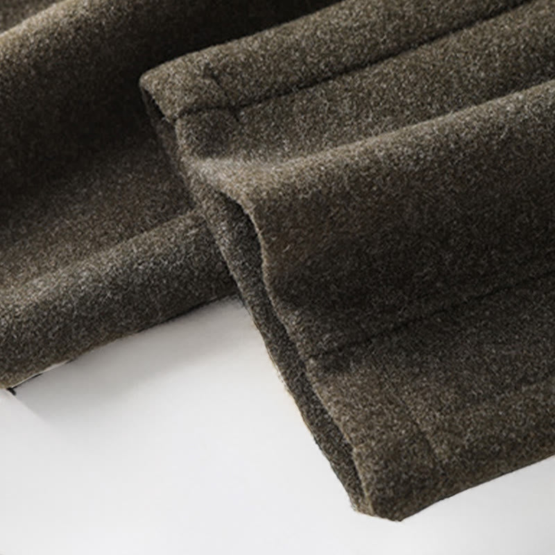 Spodnie damskie z szerokimi nogawkami i kieszeniami, z grubej bawełny i Buddha Stones, gładkie, z guzikami - image 4