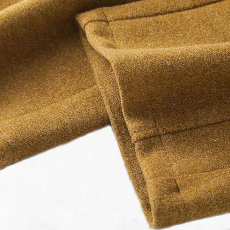 Spodnie damskie z szerokimi nogawkami i kieszeniami, z grubej bawełny i Buddha Stones, gładkie, z guzikami - image 11