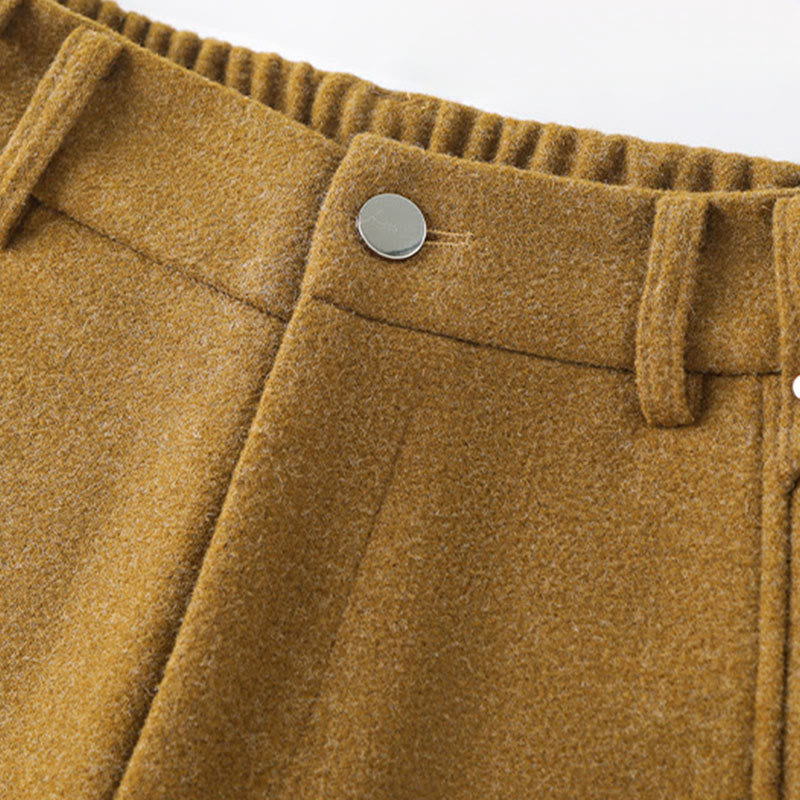 Spodnie damskie z szerokimi nogawkami i kieszeniami, z grubej bawełny i Buddha Stones, gładkie, z guzikami - image 10