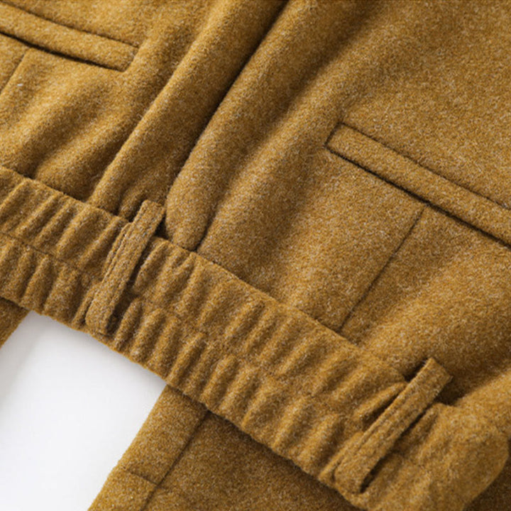 Spodnie damskie z szerokimi nogawkami i kieszeniami, z grubej bawełny i Buddha Stones, gładkie, z guzikami - image 9