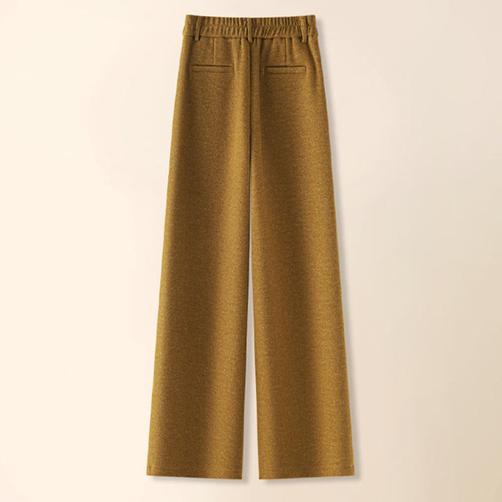 Spodnie damskie z szerokimi nogawkami i kieszeniami, z grubej bawełny i Buddha Stones, gładkie, z guzikami - image 6