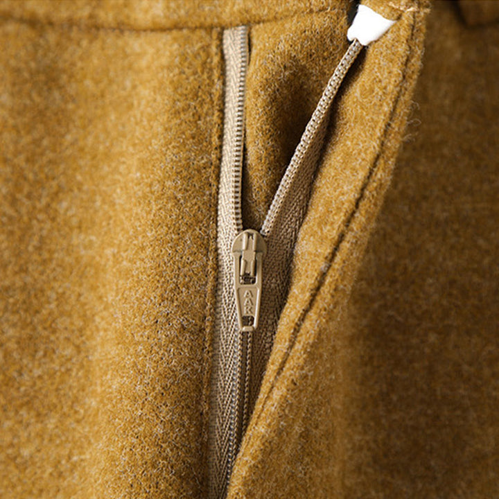 Spodnie damskie z szerokimi nogawkami i kieszeniami, z grubej bawełny i Buddha Stones, gładkie, z guzikami - image 7