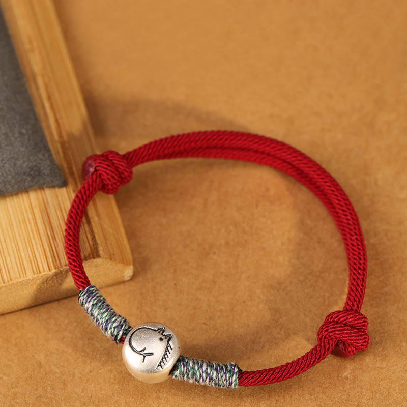 Bransoletka z plecionego sznurka z Buddha Stones ze srebra próby 999, Rok Konia, chiński znak zodiaku, przynosząca szczęście - image 2