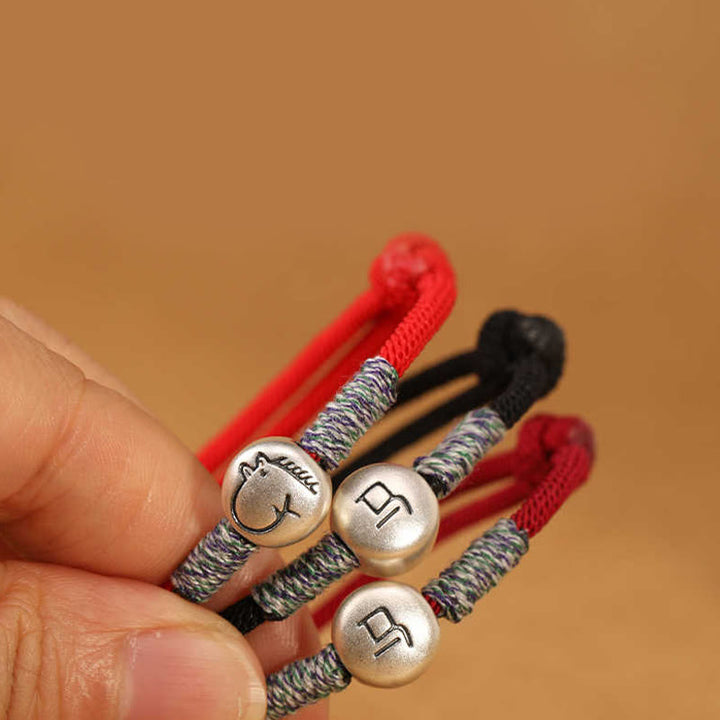 Bransoletka z plecionego sznurka z Buddha Stones ze srebra próby 999, Rok Konia, chiński znak zodiaku, przynosząca szczęście - image 58