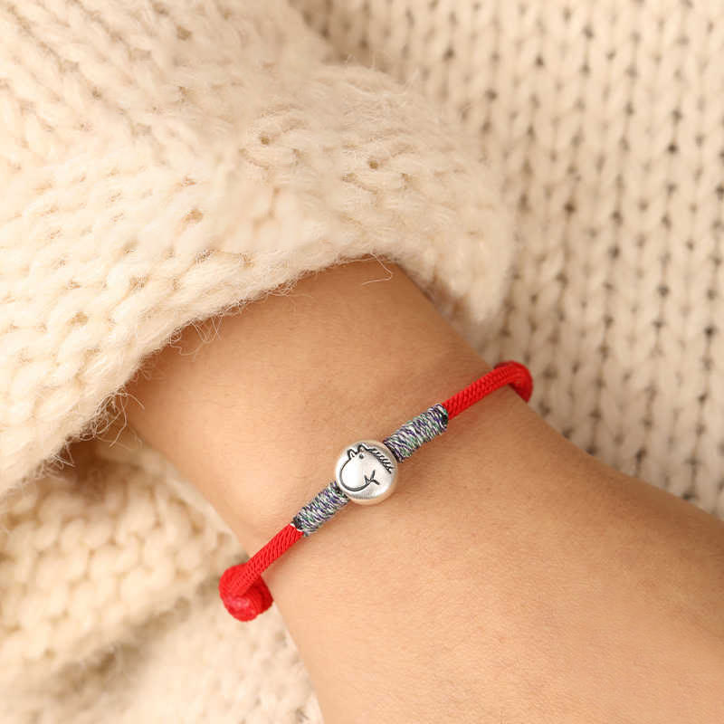 Bransoletka z plecionego sznurka z Buddha Stones ze srebra próby 999, Rok Konia, chiński znak zodiaku, przynosząca szczęście - image 36