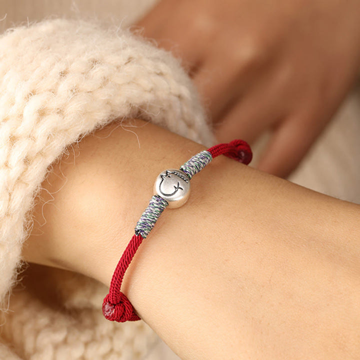 Bransoletka z plecionego sznurka z Buddha Stones ze srebra próby 999, Rok Konia, chiński znak zodiaku, przynosząca szczęście - image 7