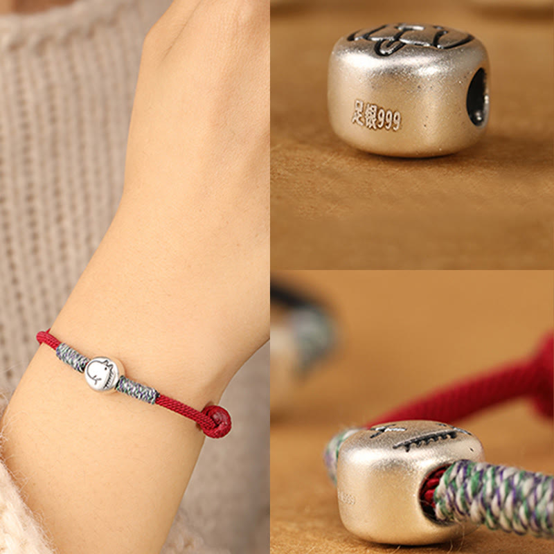 Bransoletka z plecionego sznurka z Buddha Stones ze srebra próby 999, Rok Konia, chiński znak zodiaku, przynosząca szczęście - image 11