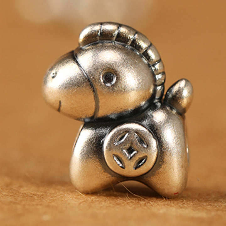 Bransoletka z plecionego sznurka z Buddha Stones ze srebra próby 999, Rok Konia, postać Fu, rok konia, rok konia - image 6