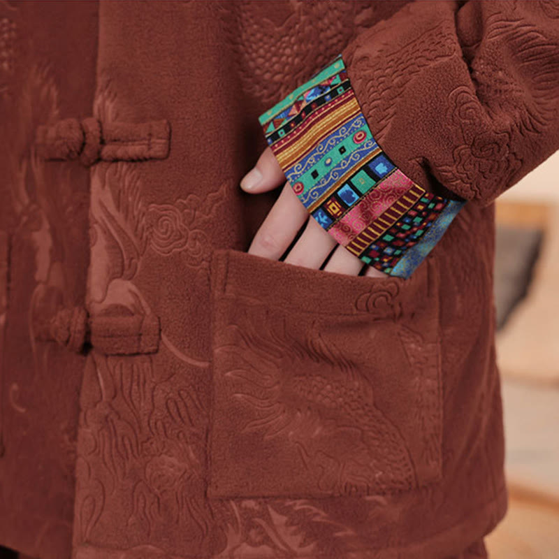 Buddha Stones, 2 szt., jesień/zima, męski garnitur Tang, smok, żaba, guziki, bawełniana kurtka z długim rękawem i spodniami - image 19