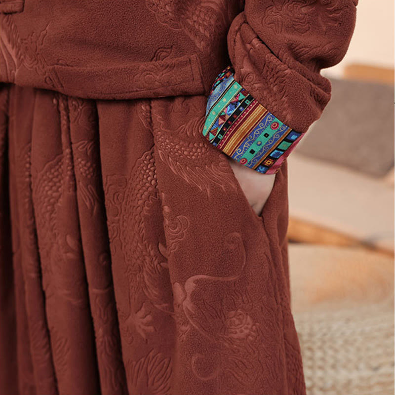 Buddha Stones, 2 szt., jesień/zima, męski garnitur Tang, smok, żaba, guziki, bawełniana kurtka z długim rękawem i spodniami - image 20