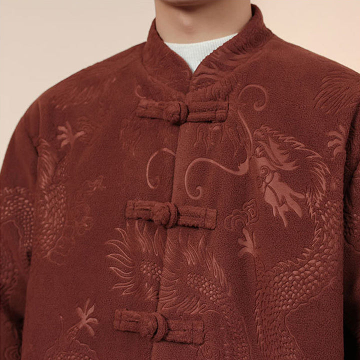 Buddha Stones, 2 szt., jesień/zima, męski garnitur Tang, smok, żaba, guziki, bawełniana kurtka z długim rękawem i spodniami - image 18