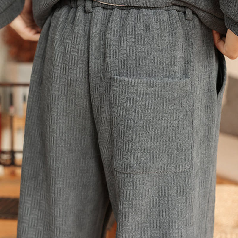 Buddha Stones, 2 szt., zimowy, solidny męski garnitur Tang, zapinany na guziki żabki, bawełniany, z długim rękawem, kurtką i spodniami, z kieszeniami - image 15