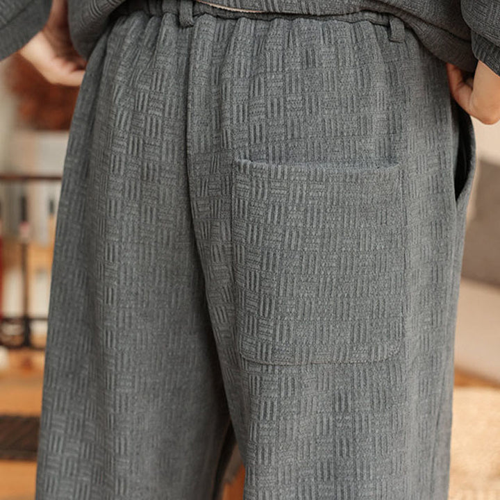 Buddha Stones, 2 szt., zimowy, solidny męski garnitur Tang, zapinany na guziki żabki, bawełniany, z długim rękawem, kurtką i spodniami, z kieszeniami - image 15