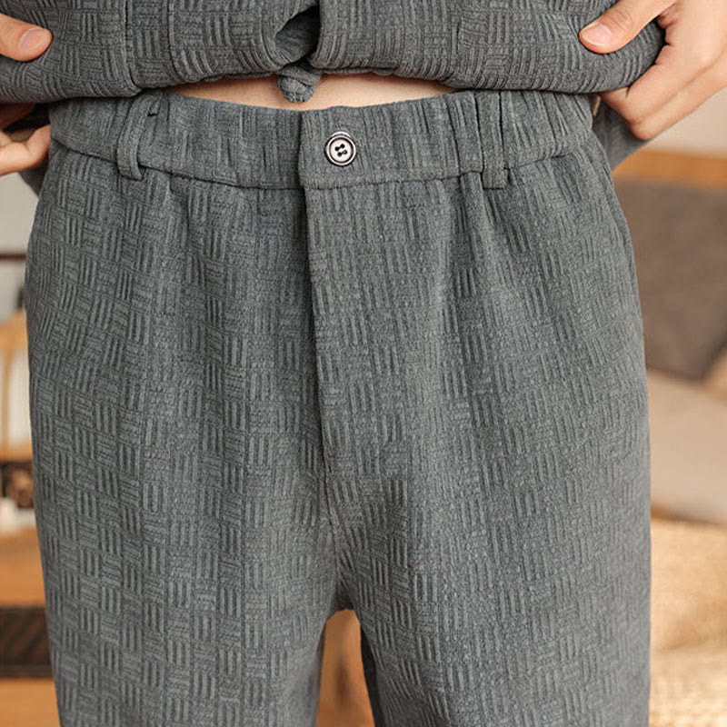 Buddha Stones, 2 szt., zimowy, solidny męski garnitur Tang, zapinany na guziki żabki, bawełniany, z długim rękawem, kurtką i spodniami, z kieszeniami - image 13