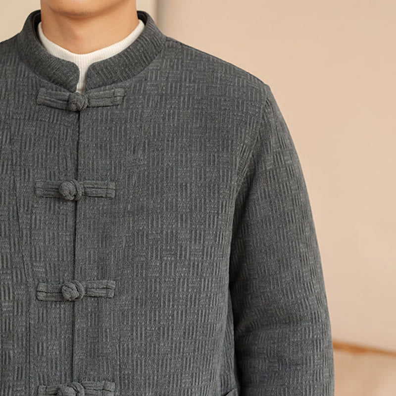 Buddha Stones, 2 szt., zimowy, solidny męski garnitur Tang, zapinany na guziki żabki, bawełniany, z długim rękawem, kurtką i spodniami, z kieszeniami - image 10