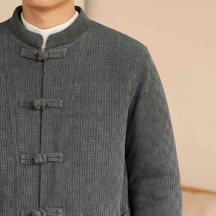 Buddha Stones, 2 szt., zimowy, solidny męski garnitur Tang, zapinany na guziki żabki, bawełniany, z długim rękawem, kurtką i spodniami, z kieszeniami - image 10