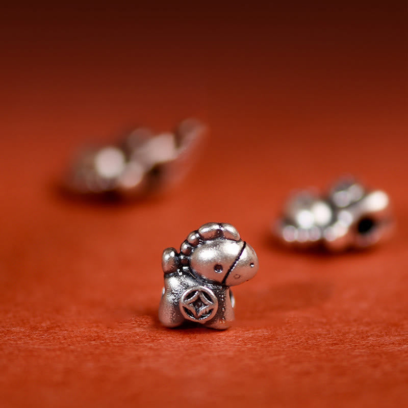 Buddha Stones 999 srebro próby 925 Rok Konia Dzwoneczek ze srebra próby 925 Sznurek szczęścia Bransoletka na kostkę dla dzieci i dorosłych - image 18