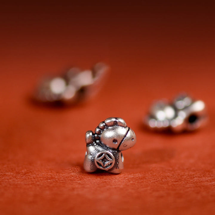 Buddha Stones 999 srebro próby 925 Rok Konia Dzwoneczek ze srebra próby 925 Sznurek szczęścia Bransoletka na kostkę dla dzieci i dorosłych - image 18