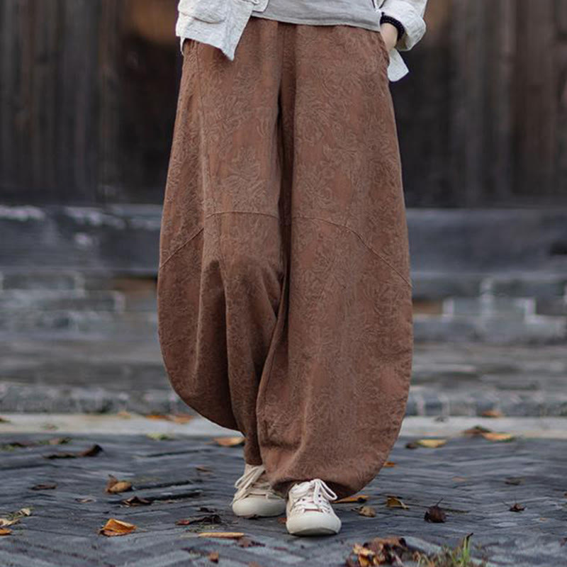 Koszula damska z długim rękawem i żakardowymi guzikami w kształcie żaby z motywem kamieni Buddha Stones, spodnie z bawełny i lnu - Brązowe spodnie - US4-6, UK/AU8-10, EU36-38 (F) - image 36