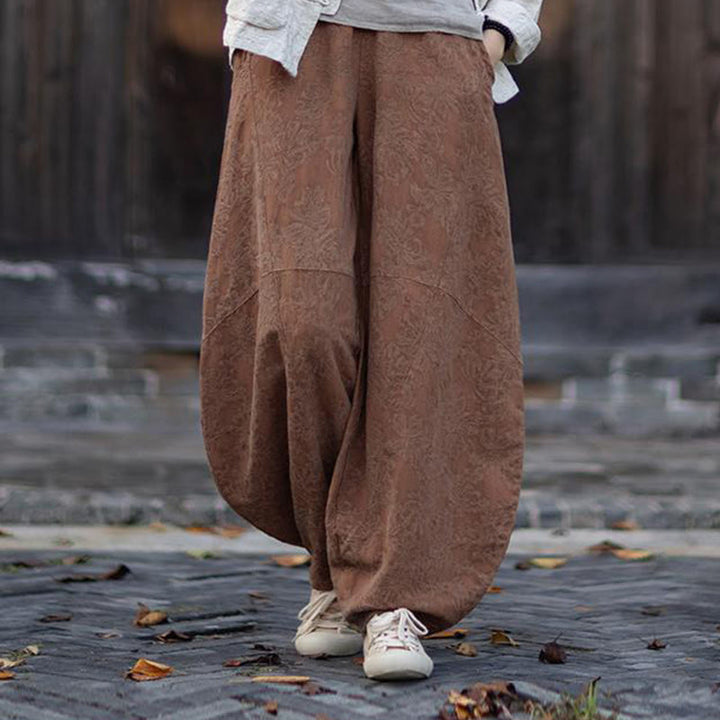 Koszula damska z długim rękawem i żakardowymi guzikami w kształcie żaby z motywem kamieni Buddha Stones, spodnie z bawełny i lnu - Brązowe spodnie - US4-6, UK/AU8-10, EU36-38 (F) - image 36