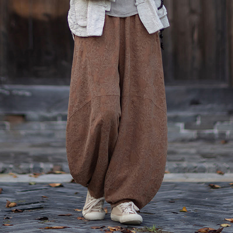 Koszula damska z długim rękawem i żakardowymi guzikami w kształcie żaby z motywem kamieni Buddha Stones, spodnie z bawełny i lnu - image 40