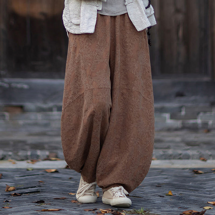 Koszula damska z długim rękawem i żakardowymi guzikami w kształcie żaby z motywem kamieni Buddha Stones, spodnie z bawełny i lnu - image 40