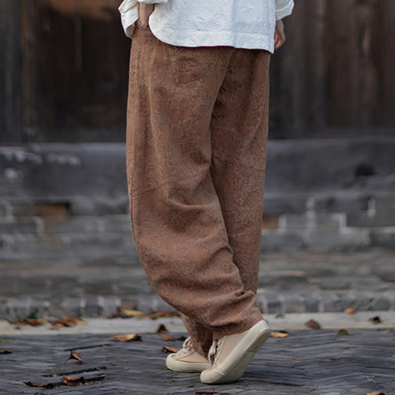 Koszula damska z długim rękawem i żakardowymi guzikami w kształcie żaby z motywem kamieni Buddha Stones, spodnie z bawełny i lnu - image 38