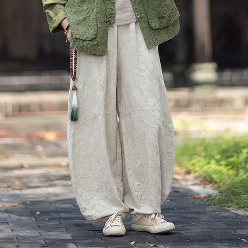 Koszula damska z długim rękawem i żakardowymi guzikami w kształcie żaby z motywem kamieni Buddha Stones, spodnie z bawełny i lnu - image 30