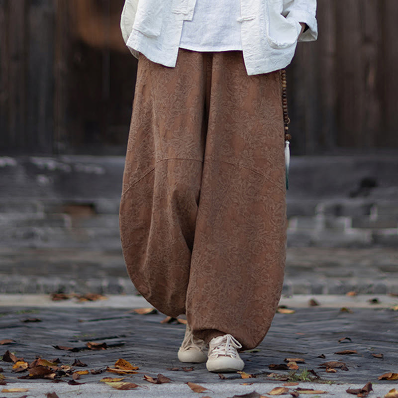 Koszula damska z długim rękawem i żakardowymi guzikami w kształcie żaby z motywem kamieni Buddha Stones, spodnie z bawełny i lnu - image 41