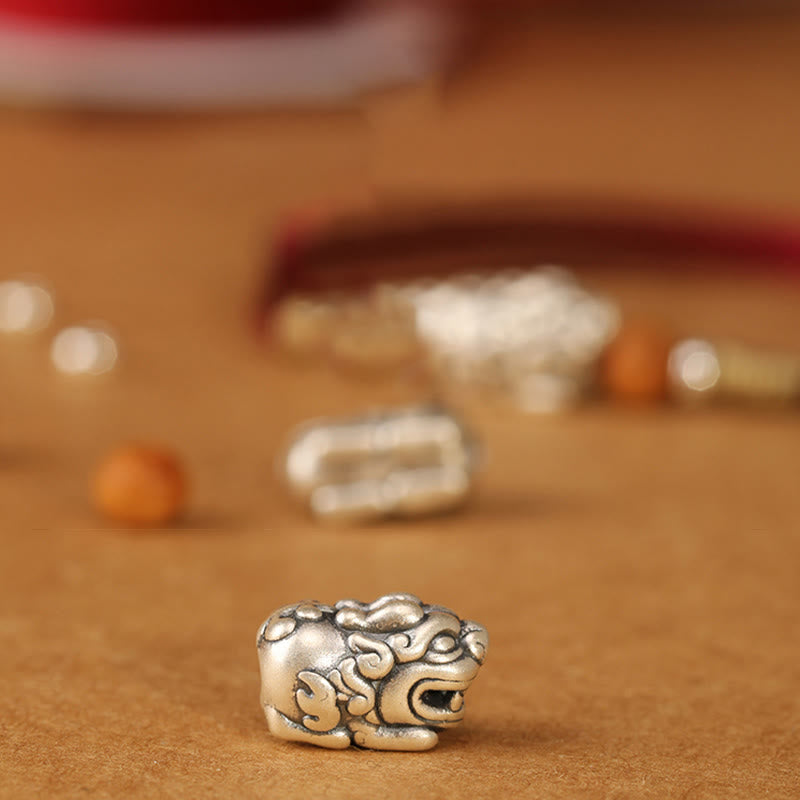 Bransoletka na Buddha Stones , zawieszką PiXiu ze srebra próby 999, koralikami z drewna brzoskwiniowego, ręcznie robioną, plecioną nicią szczęścia - image 20