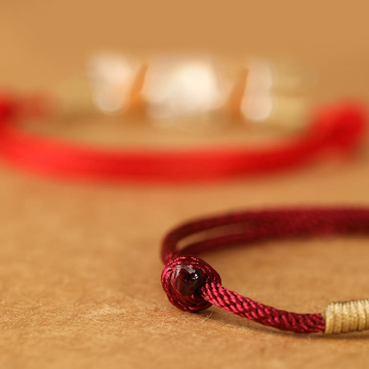 Bransoletka na Buddha Stones , zawieszką PiXiu ze srebra próby 999, koralikami z drewna brzoskwiniowego, ręcznie robioną, plecioną nicią szczęścia - image 21